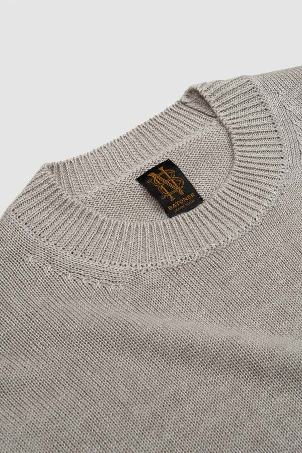 Batoner Washed High Count Linen Crew Neck - Natural | Garmentory