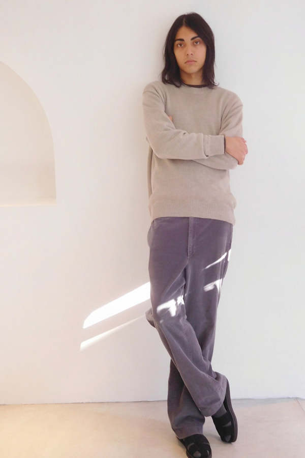 Batoner Washed High Count Linen Crew Neck - Natural | Garmentory
