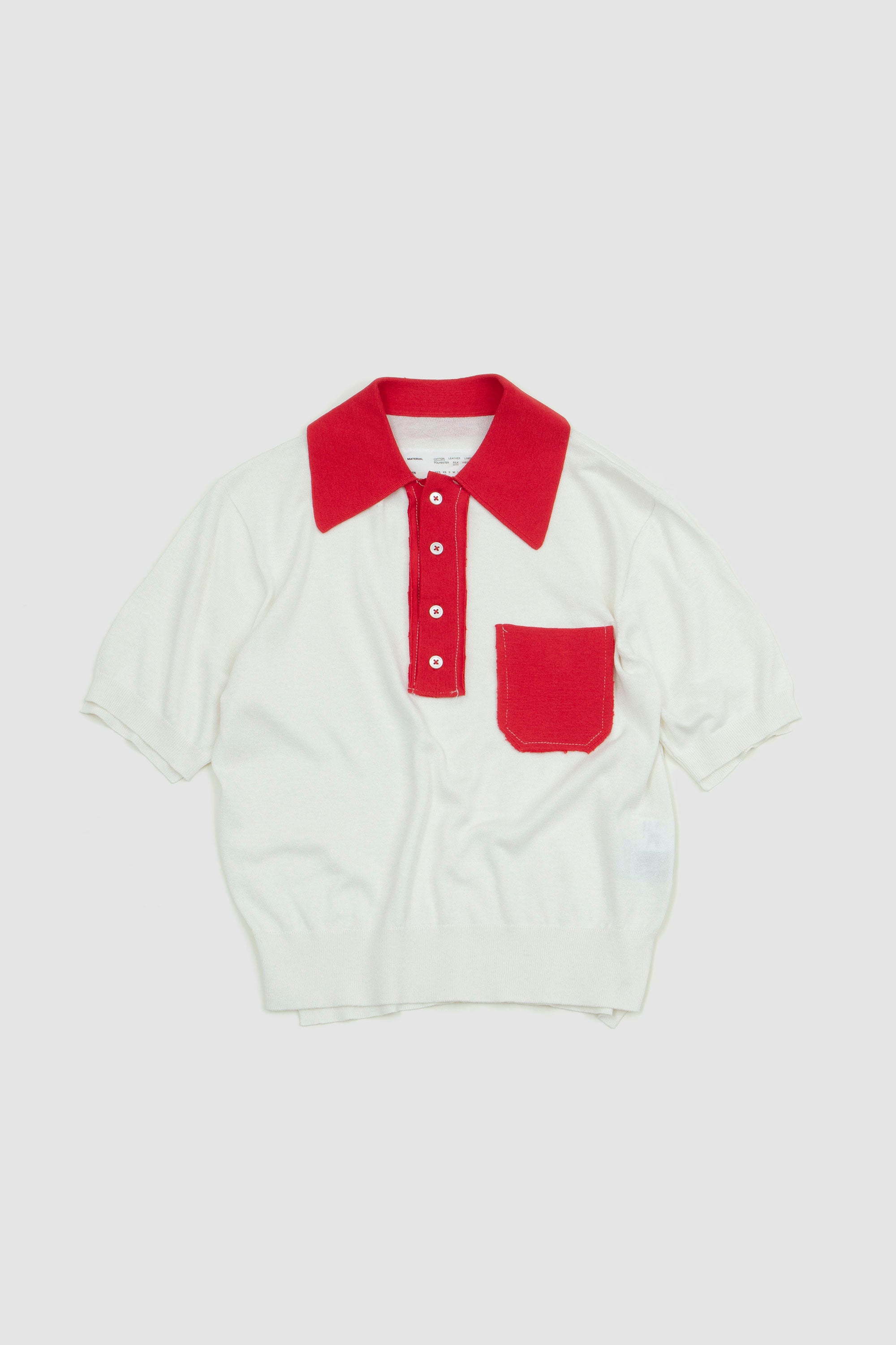 Camiel Fortgens 70's Knitted Polo - White/Red | Garmentory