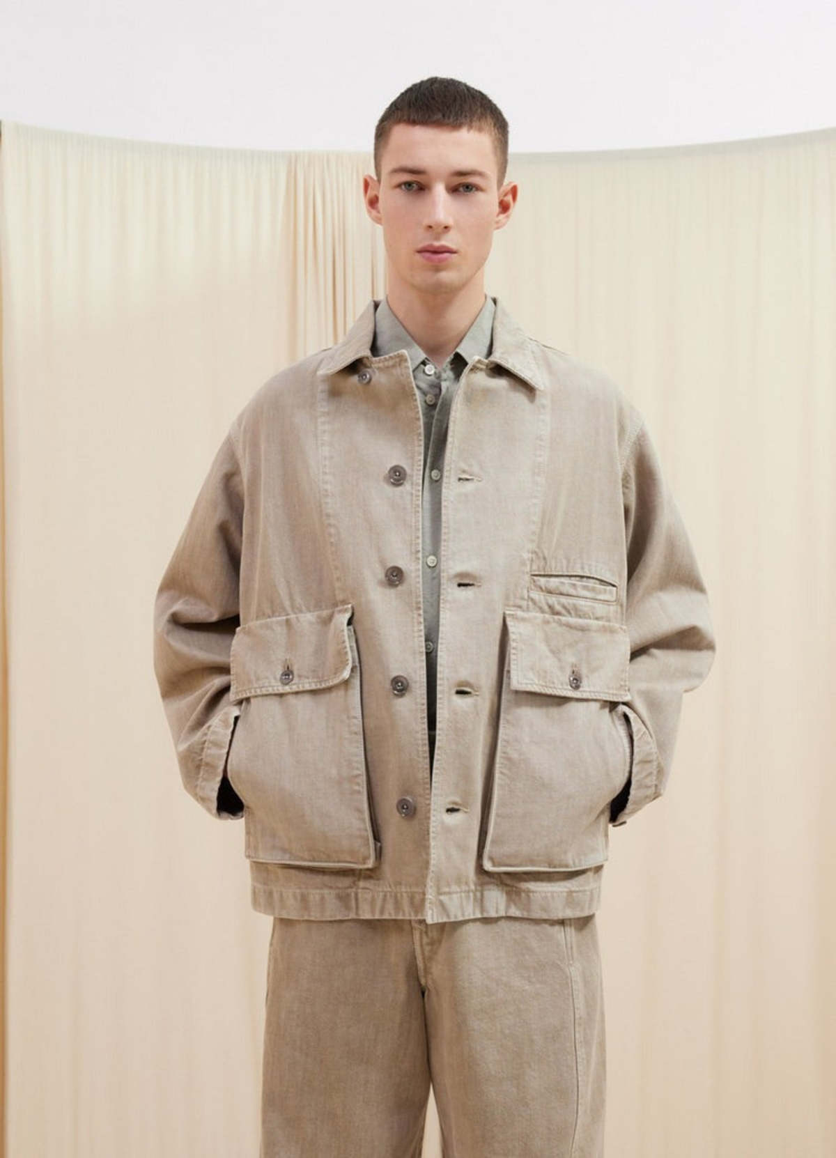 Lemaire Boxy Jacket - Denim Snow Beige | Garmentory