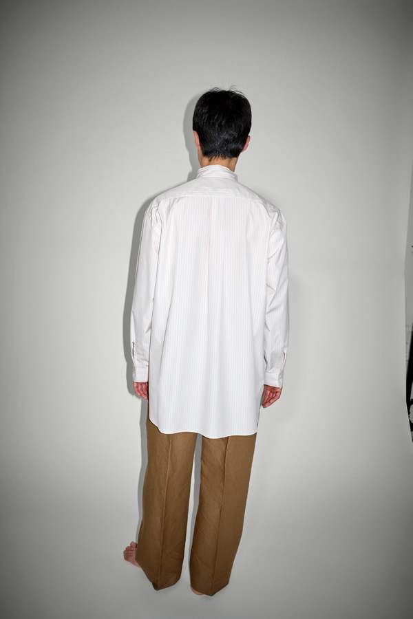 CristaSeya Handmade Mao Shirt - Orange Stripe | Garmentory