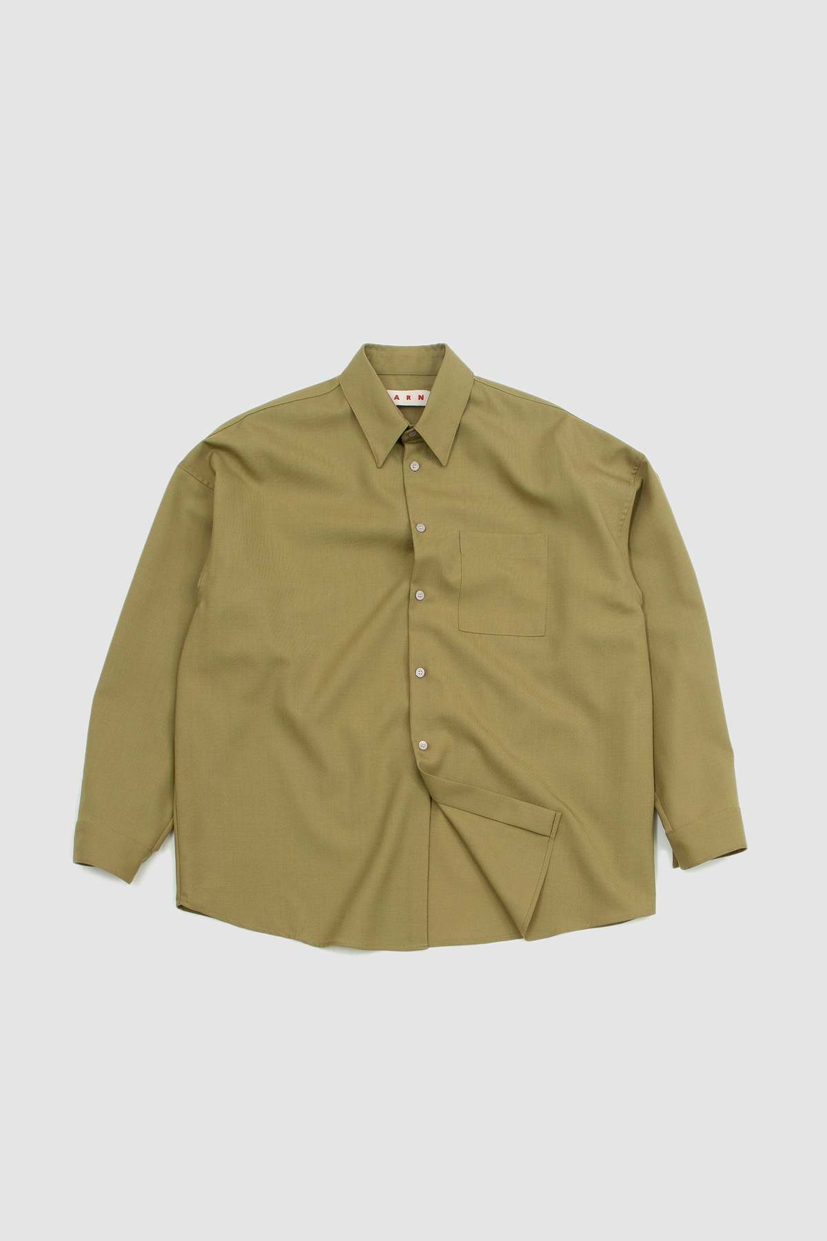 Marni Tropical Wool Boxy Shirt - Lime | Garmentory