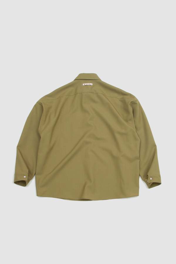 Marni Tropical Wool Boxy Shirt - Lime | Garmentory