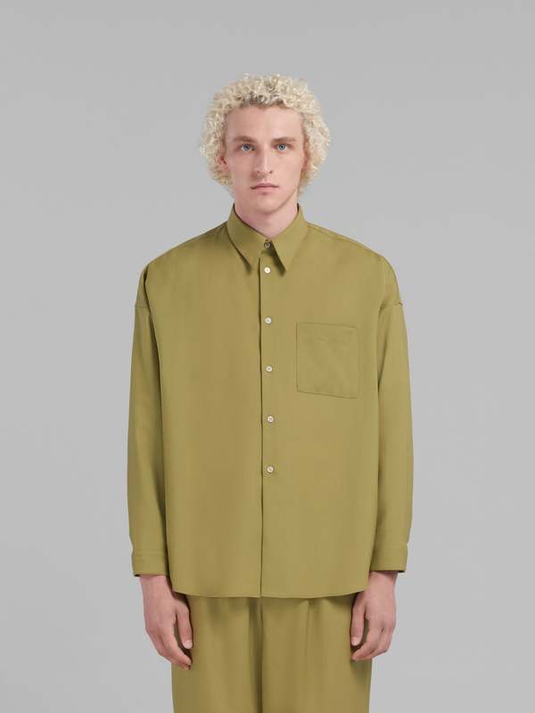 Marni Tropical Wool Boxy Shirt - Lime | Garmentory