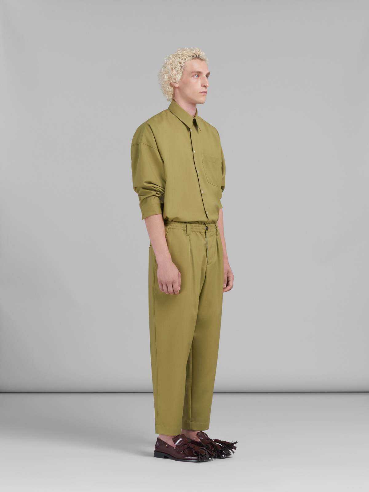 Marni Tropical Wool Boxy Shirt - Lime | Garmentory