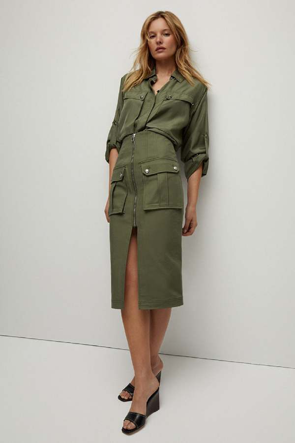 green emerald velvet dress Army Green Cargo Dress
