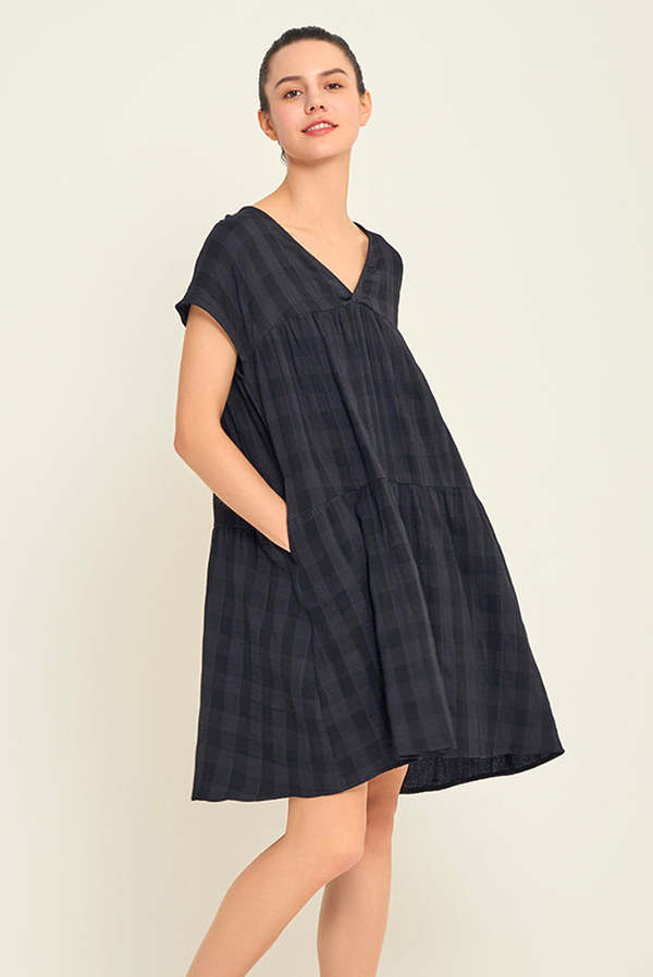 chinese dress ladies Boho Gauze Cotton Tank Dress with Pockets main image 1