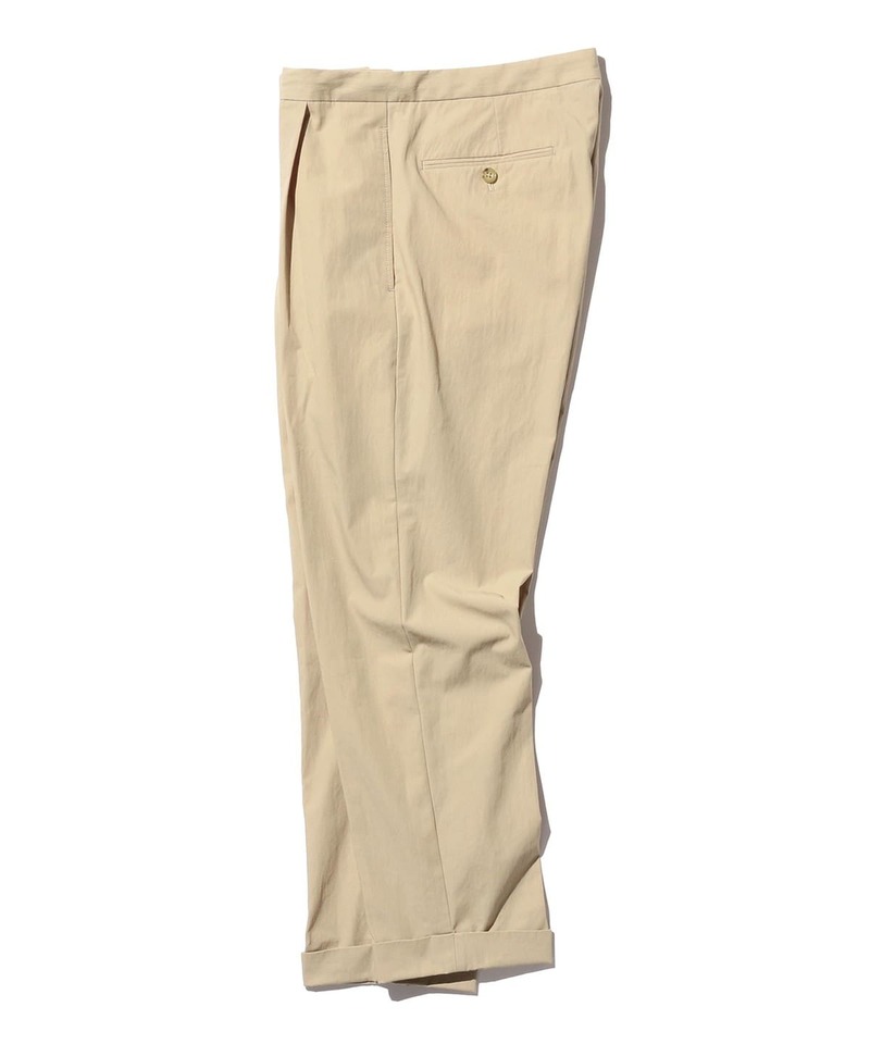 Beams Plus 1 Pleat Comfort Cloth Travel Trousers - Beige