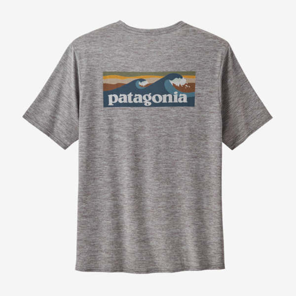 Patagonia Capilene Cool Daily Graphic Shirt - Waters Boardshort Logo Abalone Blue/Feather Grey