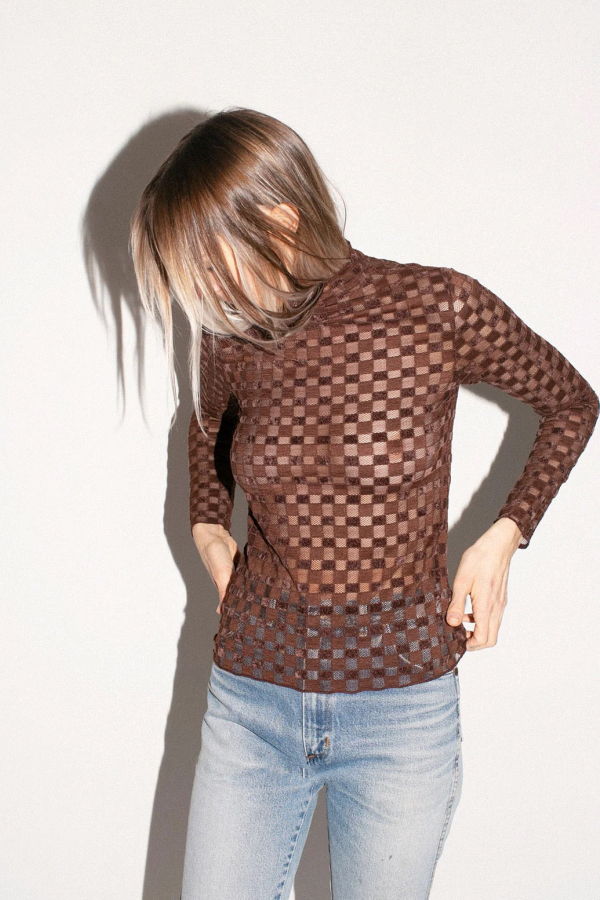 Find Me Now Harmony Checkboard Mesh Top