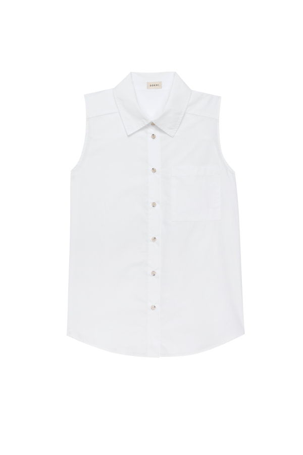 Donni. The Pop Sleeveless Shirt - Powder