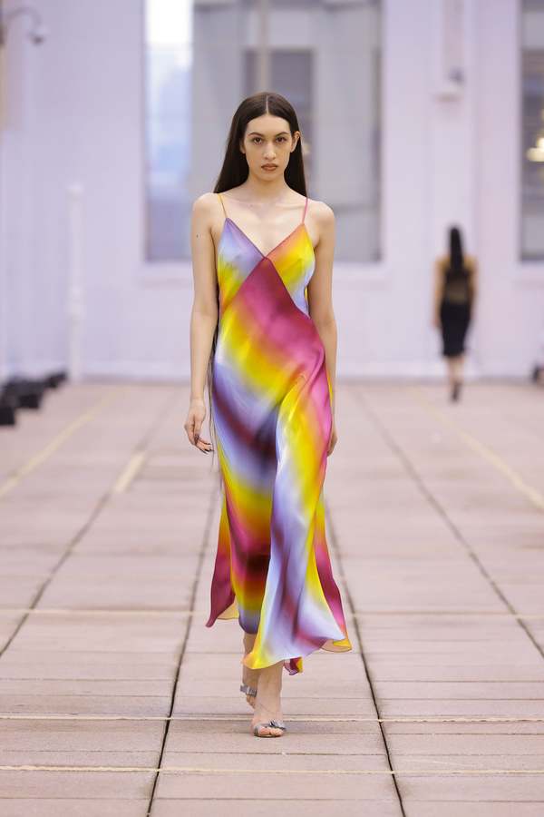 festival fringe dress Embriodered Printed Slip Dress 4XL / Egg shell Whites / Crepe main image 0