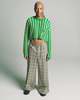 Marni Cropped Knit Sweater - Green/Yellow Stripe - Thumbnail 1