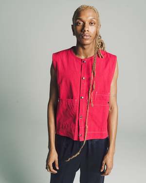 Camiel Fortgens Canvas Snap Vest - Red Sunny Dried | Garmentory
