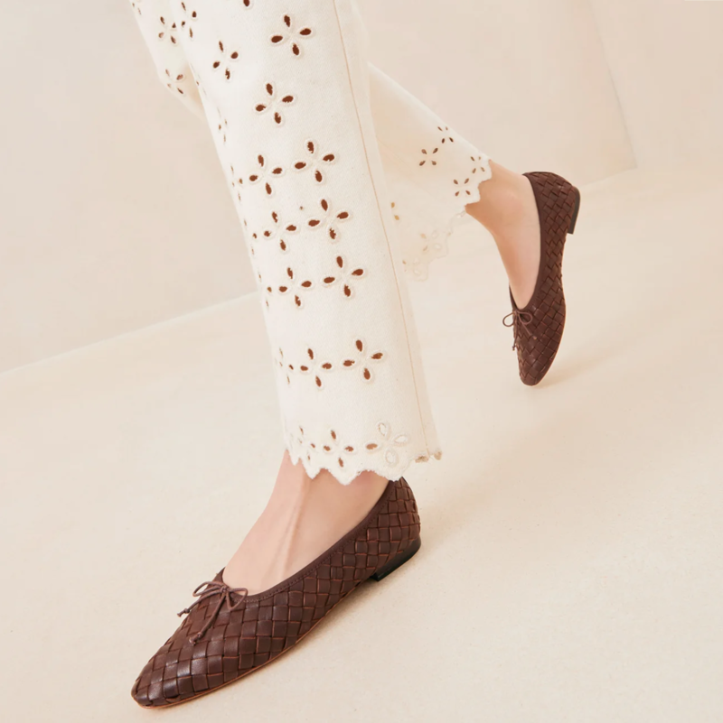 Loeffler Randall Landry Woven Ballet Flat Chocolate