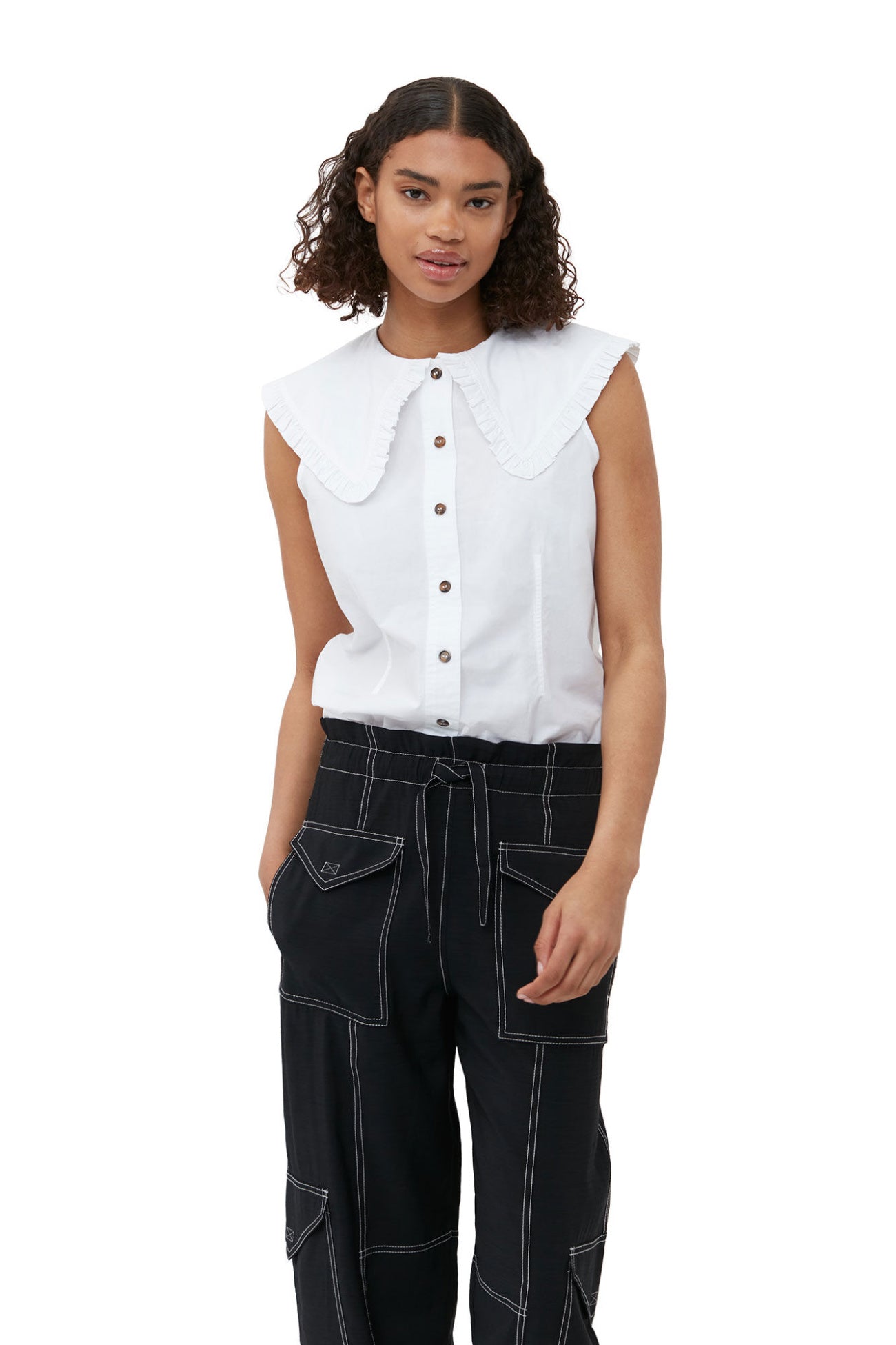 【関税＆送料込み】Ganni 'Chelsea' Polyester Collar Women's Clothing | Dresses, T-Shirts, Jeans & Boots | GANNI US