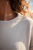 L'ENVERS NELLIE Chevron Organic Cotton Sweater - Neutrals - Thumbnail 6