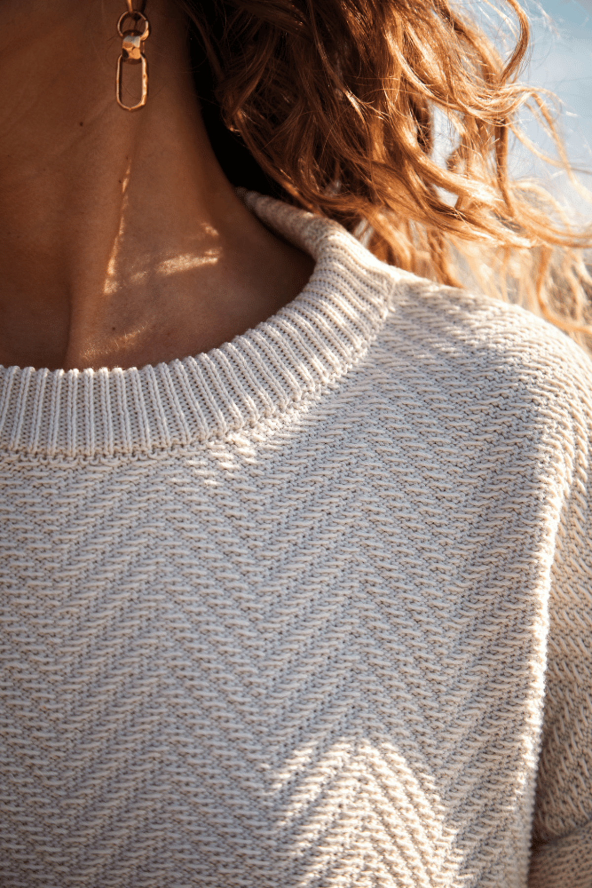 L'ENVERS NELLIE Chevron Organic Cotton Sweater - Neutrals - Image 6 of 7