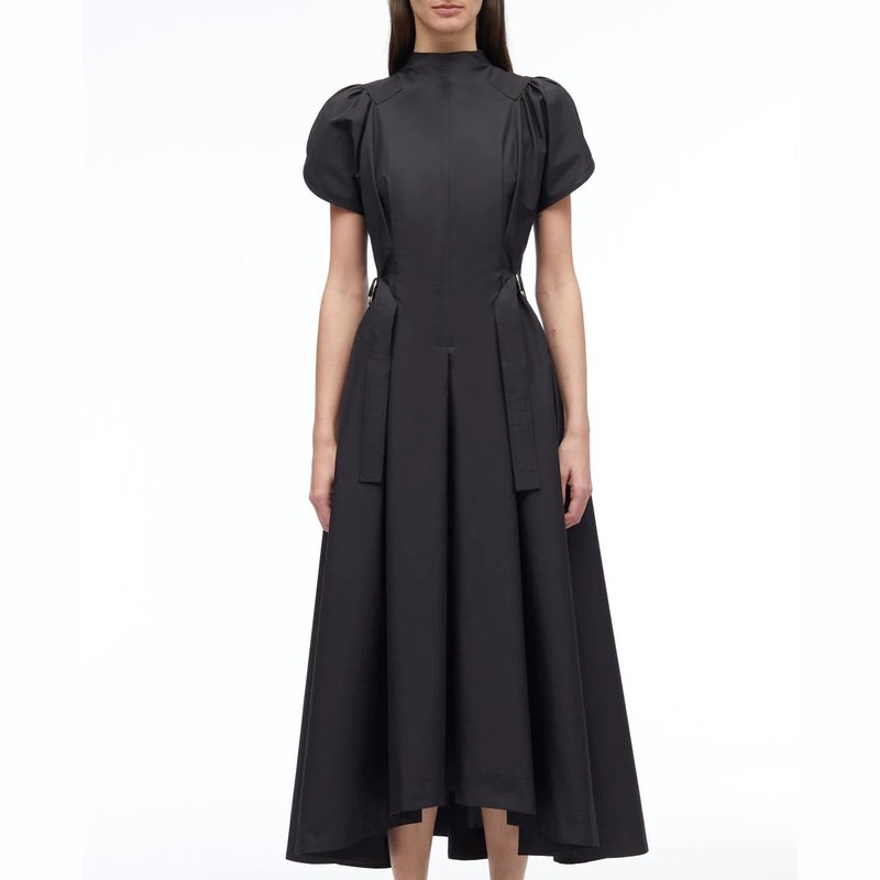 3.1 Phillip Lim Puff Sleeve Poplin Flare Dress - Black | Garmentory