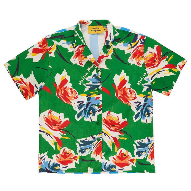 Kids Maison Mangostan Child Flowers Shirt - Green | Garmentory