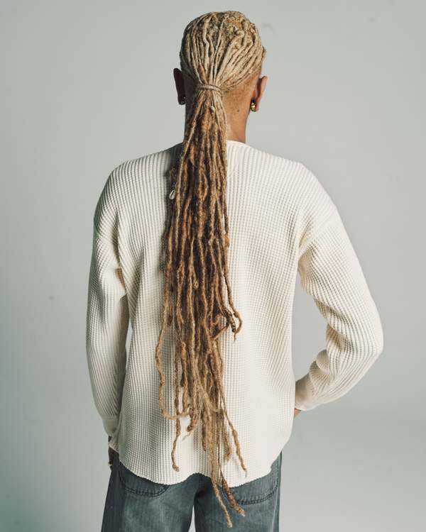 トップス museum of daily layered henry neck sweat CAMBIO(カンビオ)】Pigment Waffl Henley Neck Cut sew ヘンリー