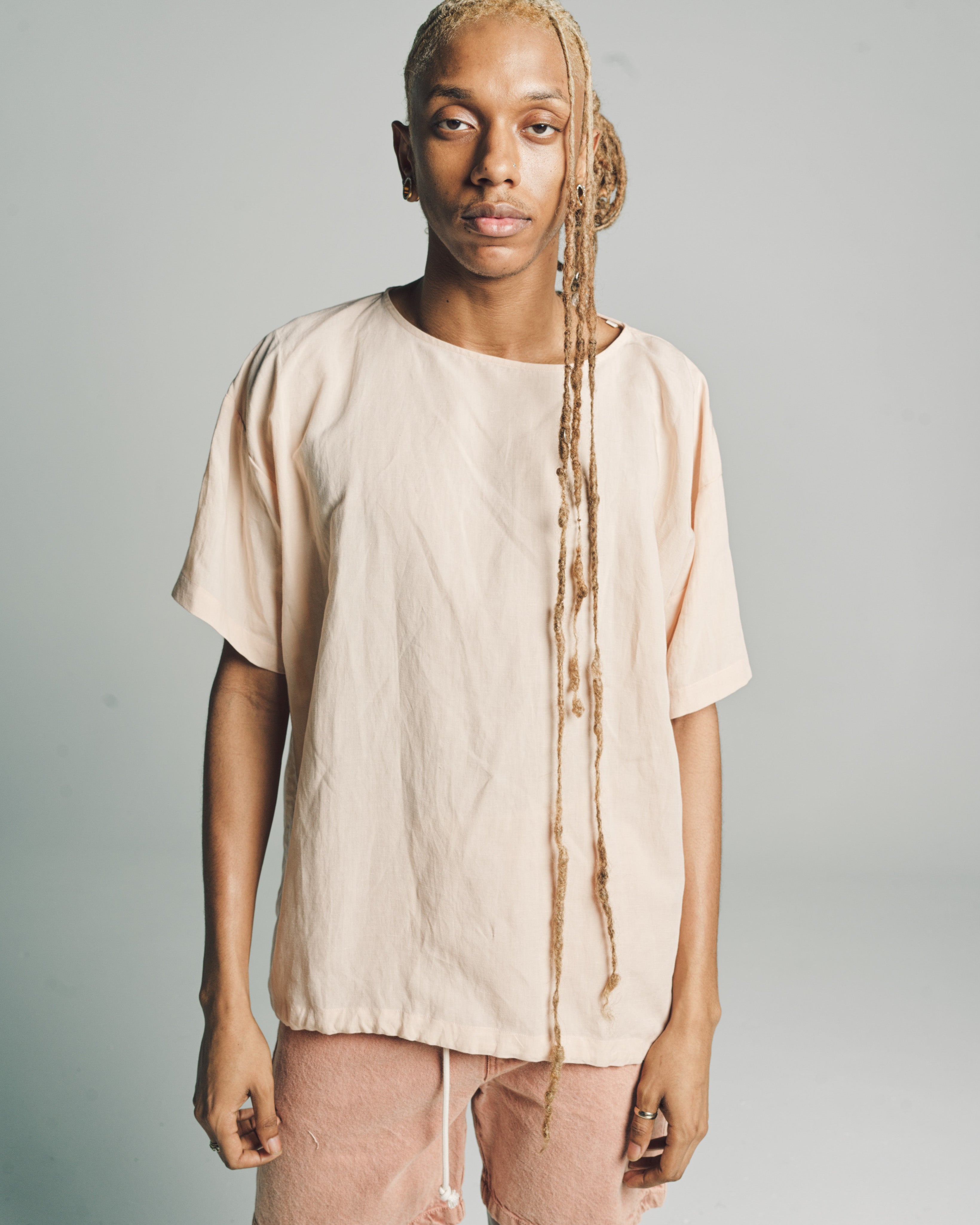 Von Sono Linen & Tencel Friedrich Tee - Pink Sand | Garmentory