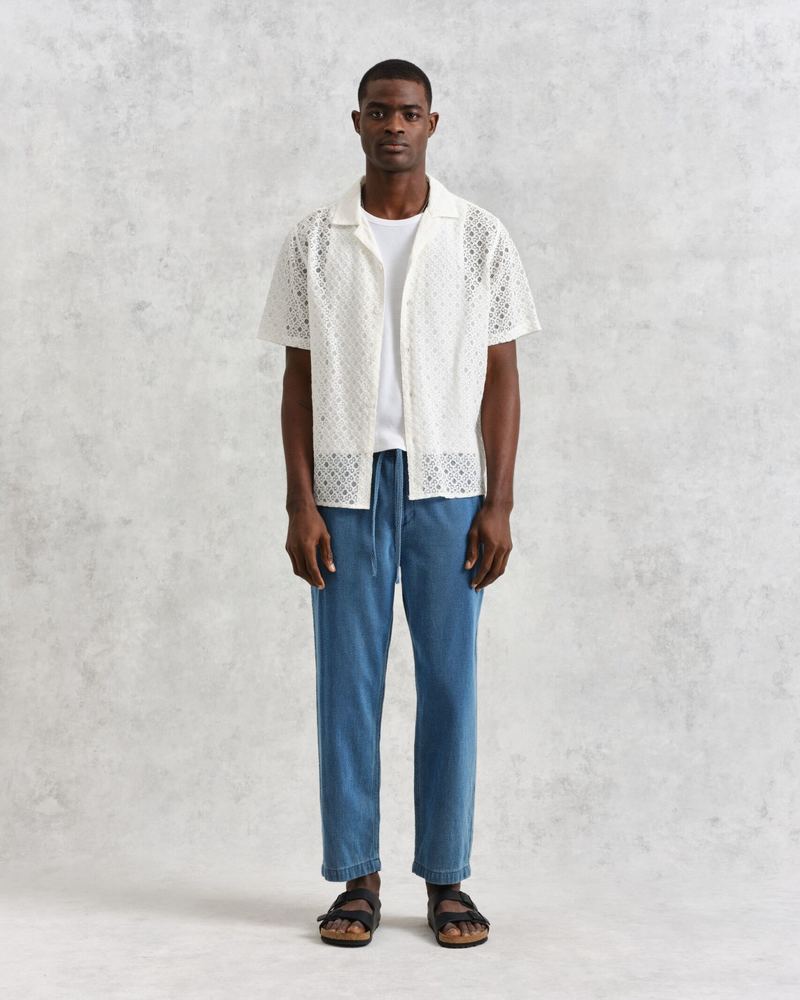 Wax London Corded Lace Didcot Shirt - White Wax London Corded Lace Didcot Shirt - White