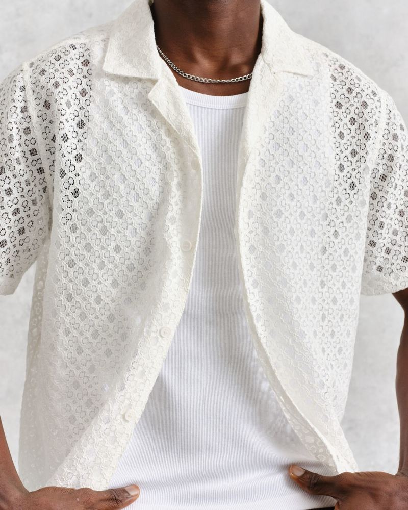 Wax London Corded Lace Didcot Shirt - White Wax London Corded Lace Didcot Shirt - White