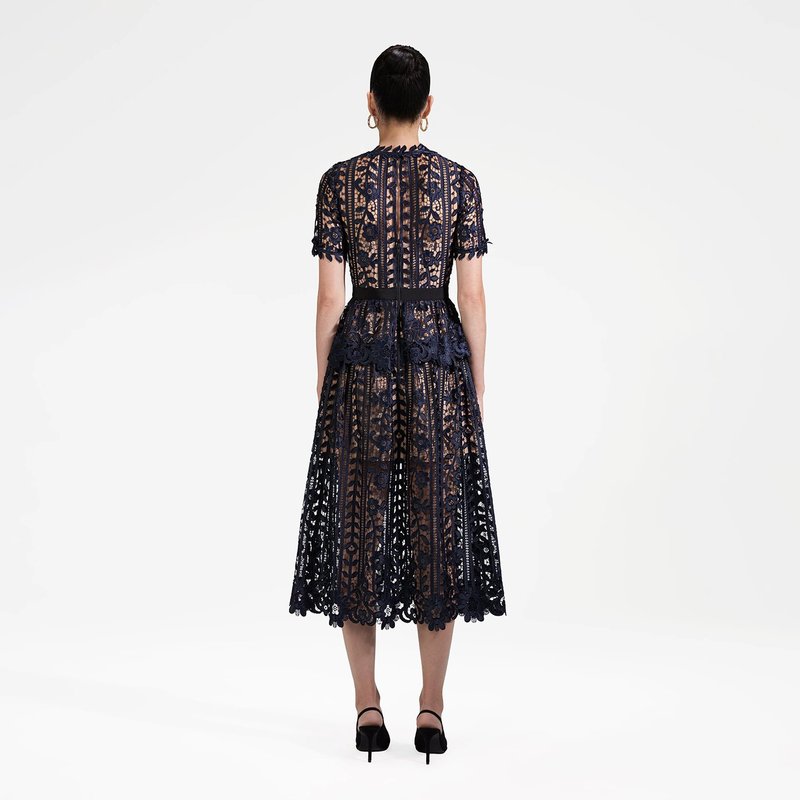 Self-Portrait｜DRESSES (NAVY LACE OPEN NECK MIDI DRESS ( colour collection: LACE OPEN NECK MIDI DRESS – self-portrait-US