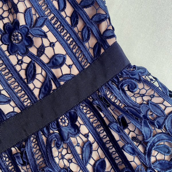 Self-Portrait Lace Midi Dress - Navy | Garmentory