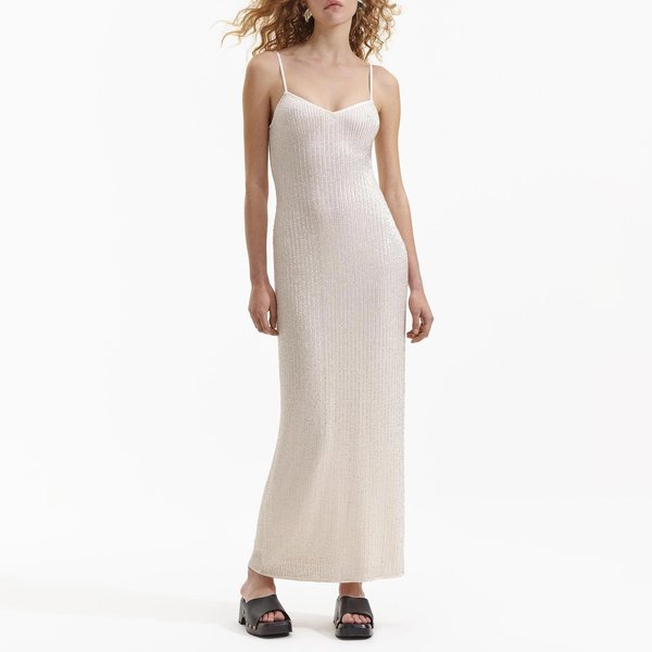 white christmas dresses Cream Tulle Lace Midi Dress – self-portrait-US main image 1