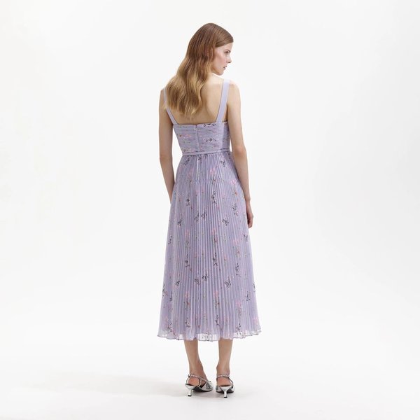 Self-Portrait Chiffon Midi Dress - Lilac | Garmentory Self-Portrait Chiffon Midi Dress - Lilac | Garmentory