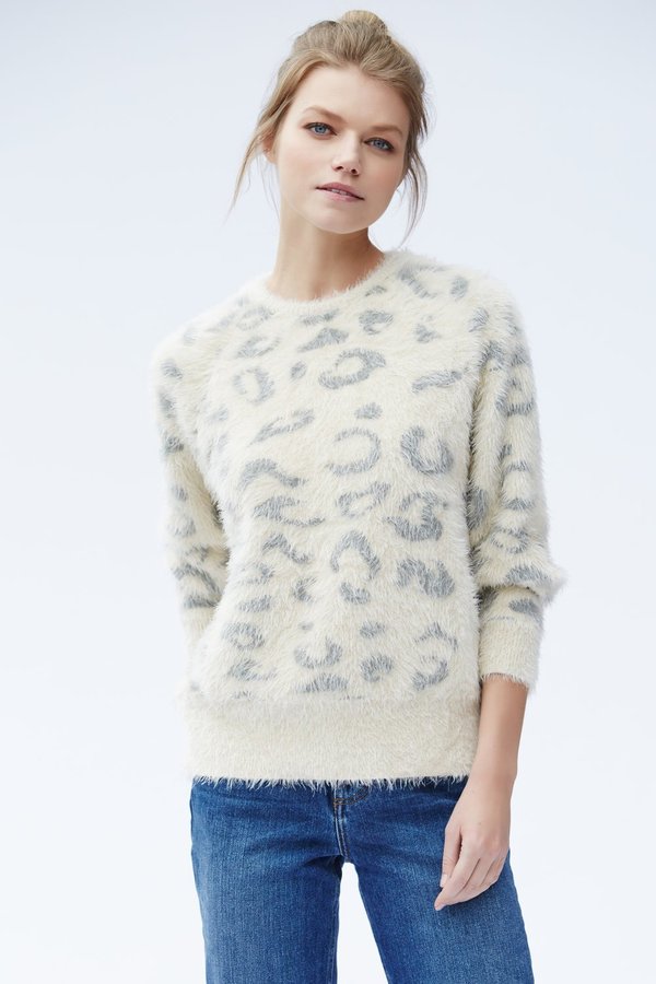 snow leopard knit sweater