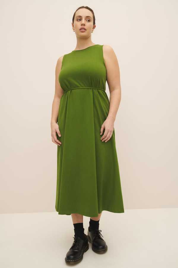 plus size green swing dress Unique Vintage Plus Size Emerald Green Delores Swing Dress with Sleeves 3X/20 main image 1
