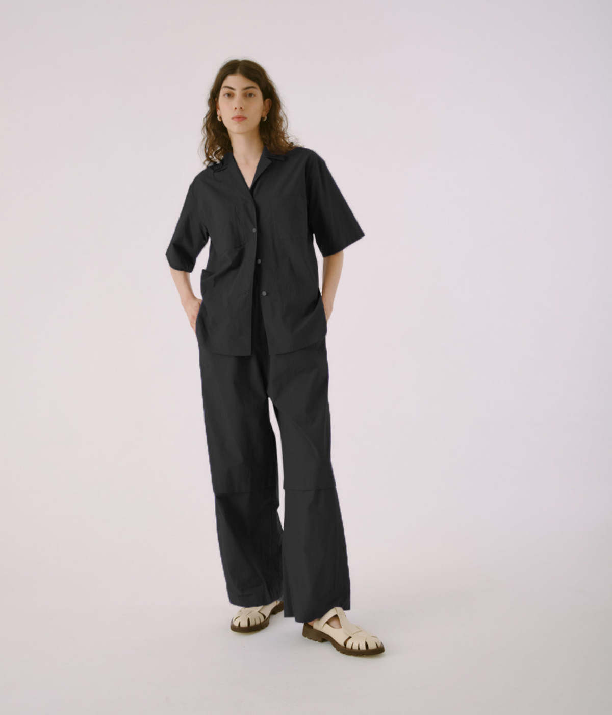 SAYAKA DAVIS NEW YORK Open Collar Jumpsuit - Black | Garmentory