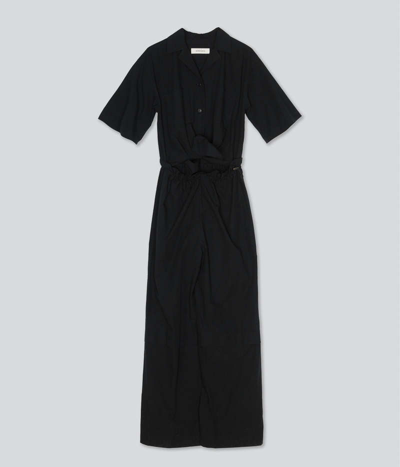 SAYAKA DAVIS NEW YORK Open Collar Jumpsuit - Black | Garmentory