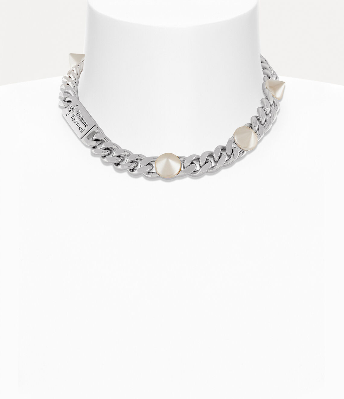 Vivienne Westwood Elettra Chain and Stud Choker - Silver