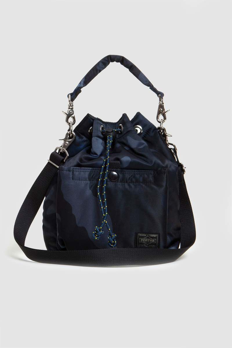 Porter Yoshida Balloon Sac Woodland Camo - Navy | Garmentory