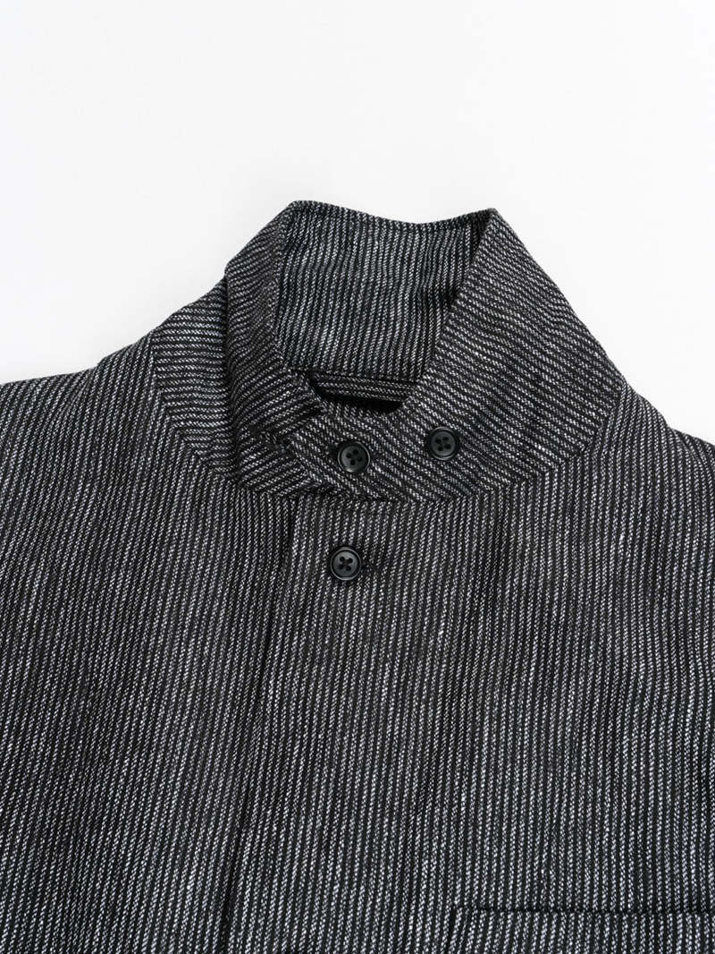 Engineered Garments Linen Loiter Jacket - Black/Grey Stripe