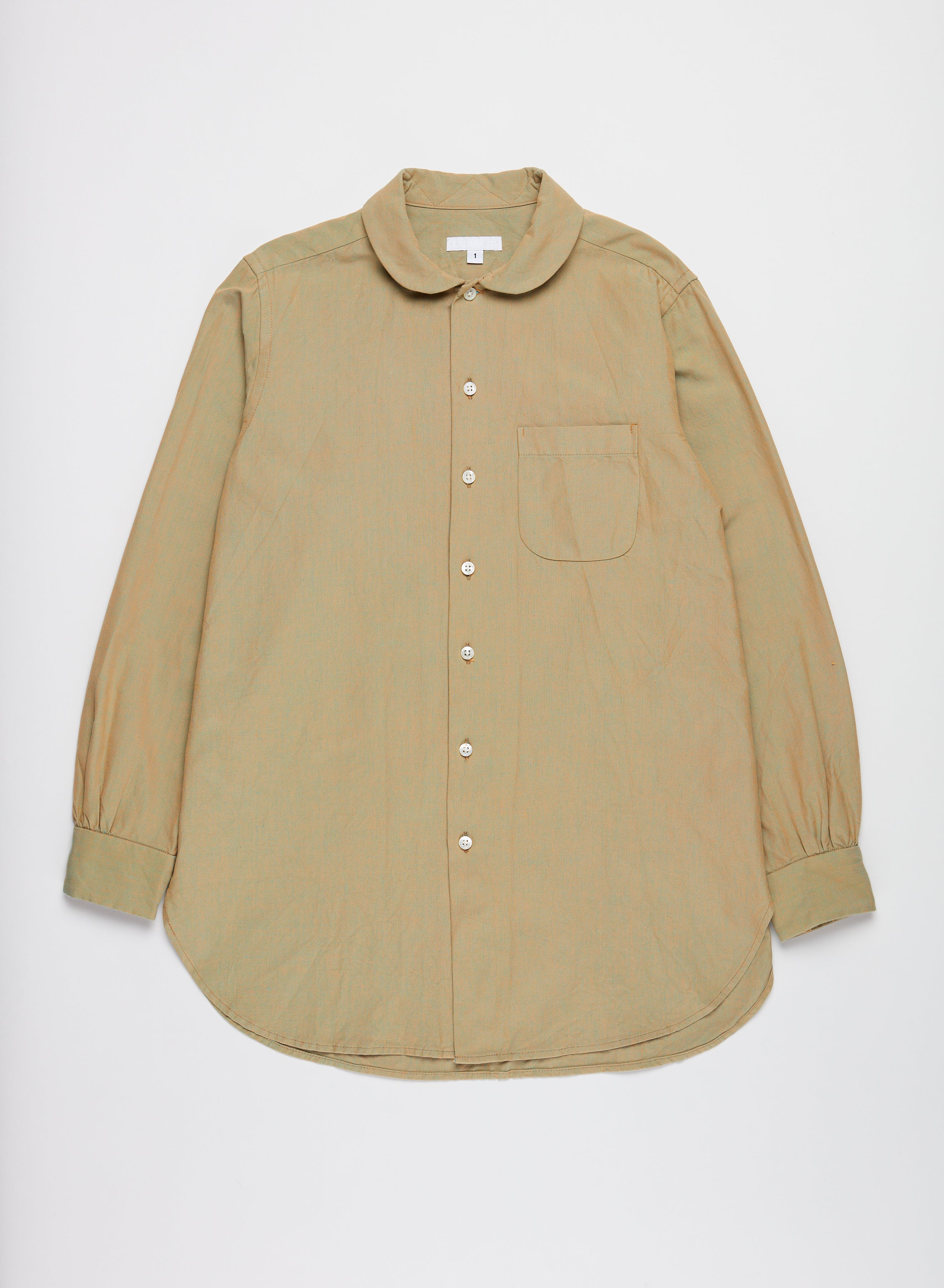Engineered Garments Rounded Collar Shirt - Khaki | Garmentory