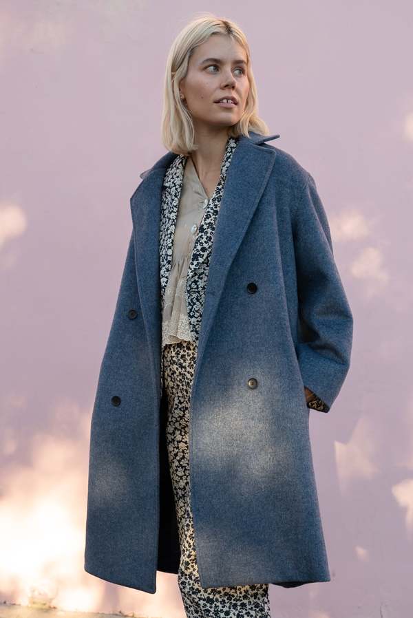 Jess Meany Avens Wool Coat - Slate Blue