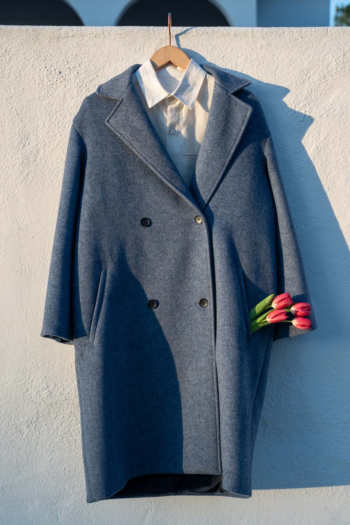 Jess Meany Avens Wool Coat - Slate Blue - Image 2 of 6