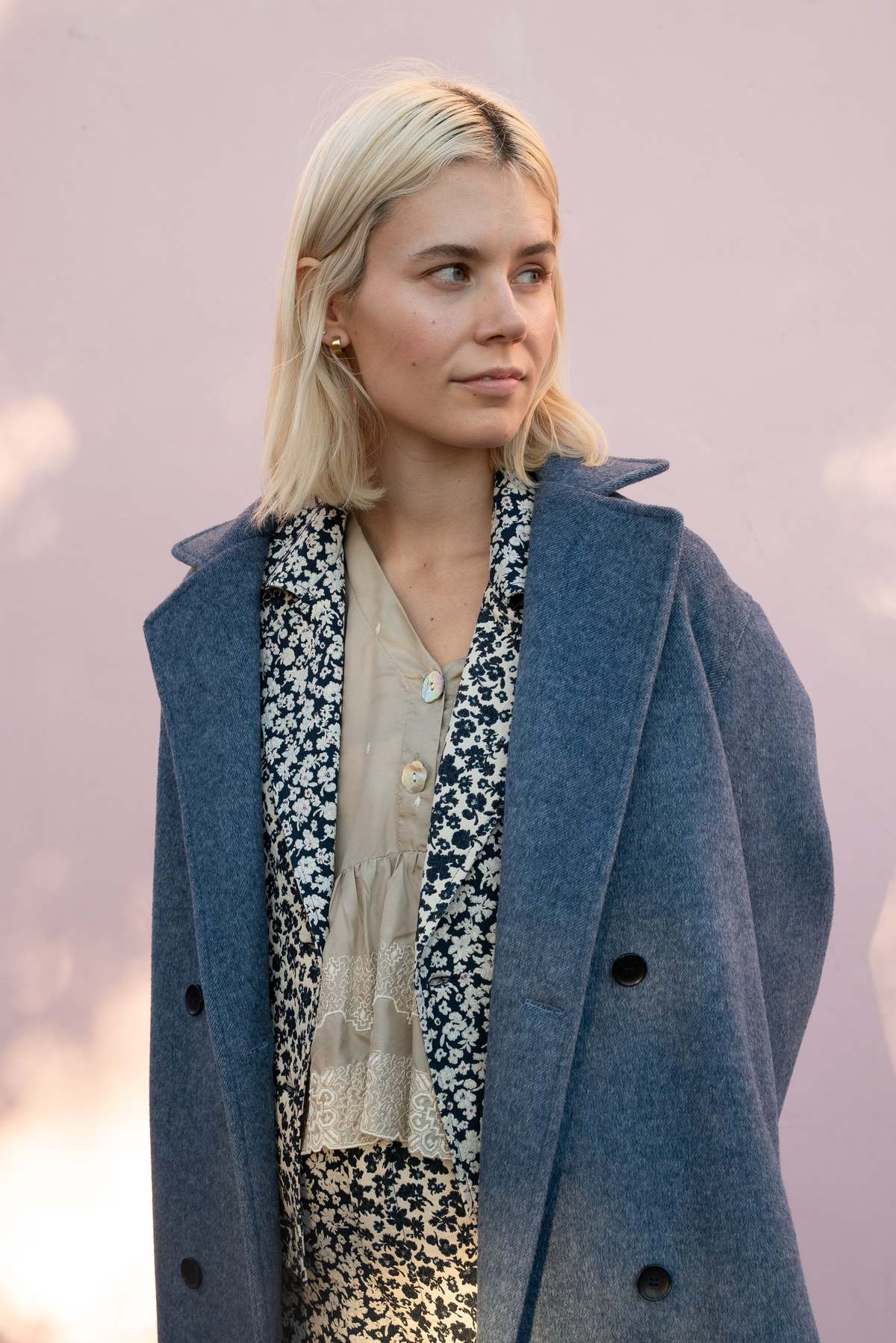 Jess Meany Avens Wool Coat - Slate Blue - Image 3 of 6