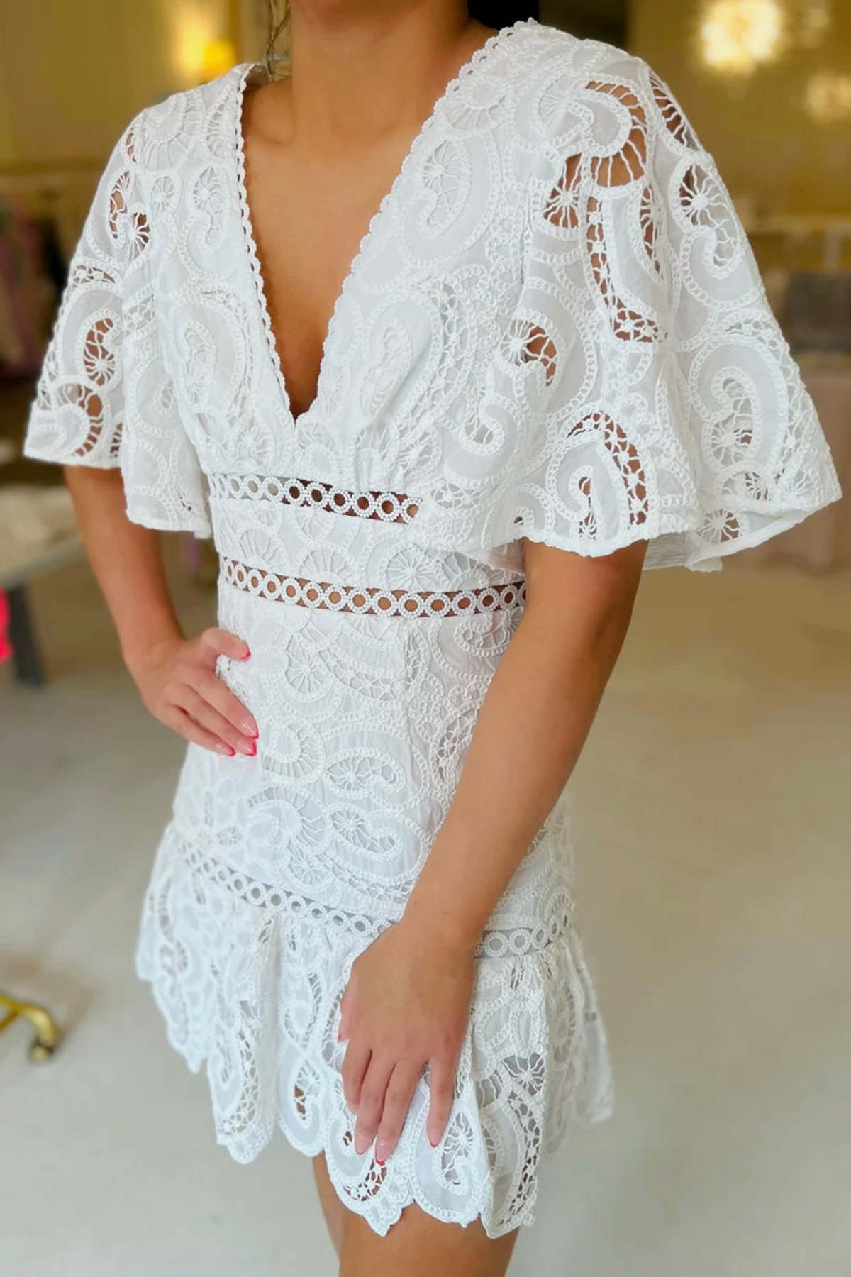 knee length dresses for ladies Saylor Maxi Dress in White main image 0