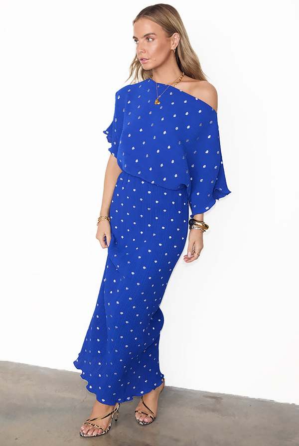 ice blue plisse tilly dress Tilly Tiered Gown, Blue  Plus One Dress Hire