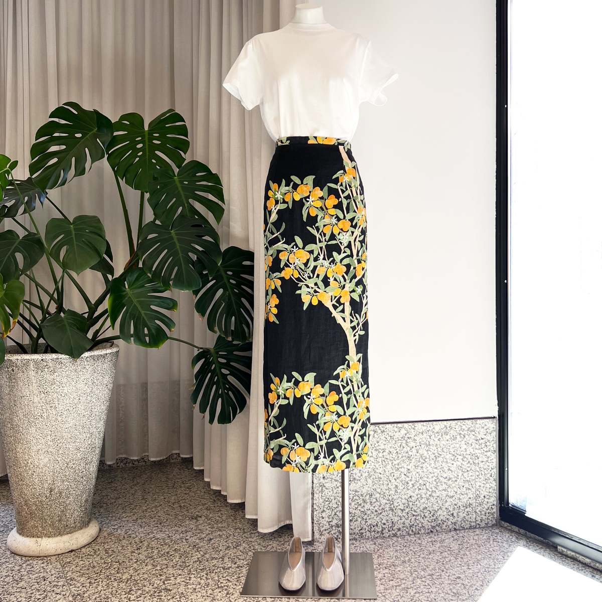 BERNADETTE Norma Linen Skirt - Kumquat Black | Garmentory