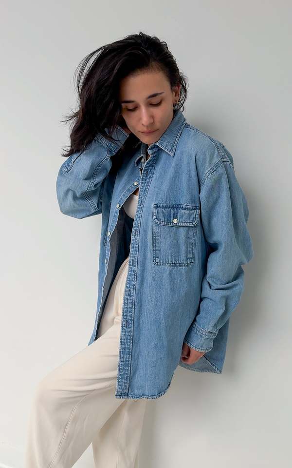 Vintage 90s J. Crew Denim Button Up Shirt - Bleu | Garmentory Vintage 90s J. Crew Denim Button Up Shirt - Bleu | Garmentory