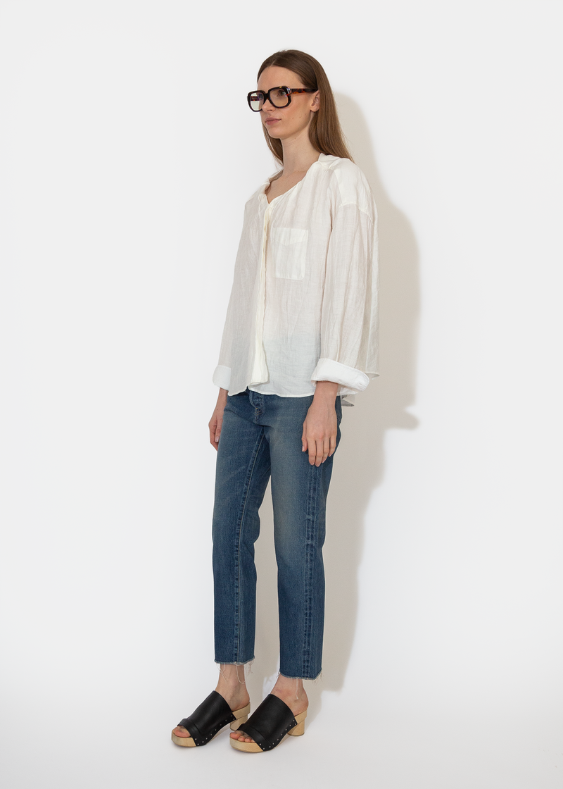 R13 クルネックショトスリフTシャツ R13WK290K001B0 WHITE Twisted-Neck-Shirt-in-White-