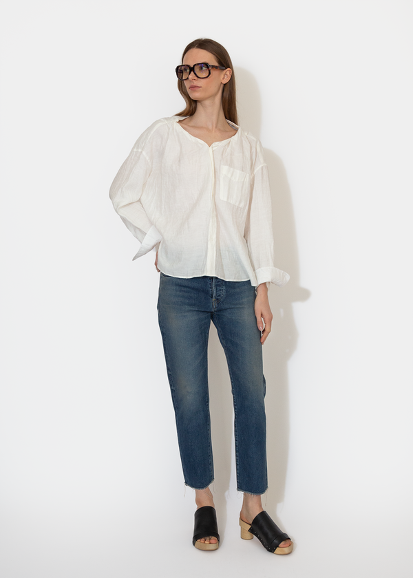 R13 クルネックショトスリフTシャツ R13WK290K001B0 WHITE Drop Neck Oxford Shirt | R13 Denim Official Site