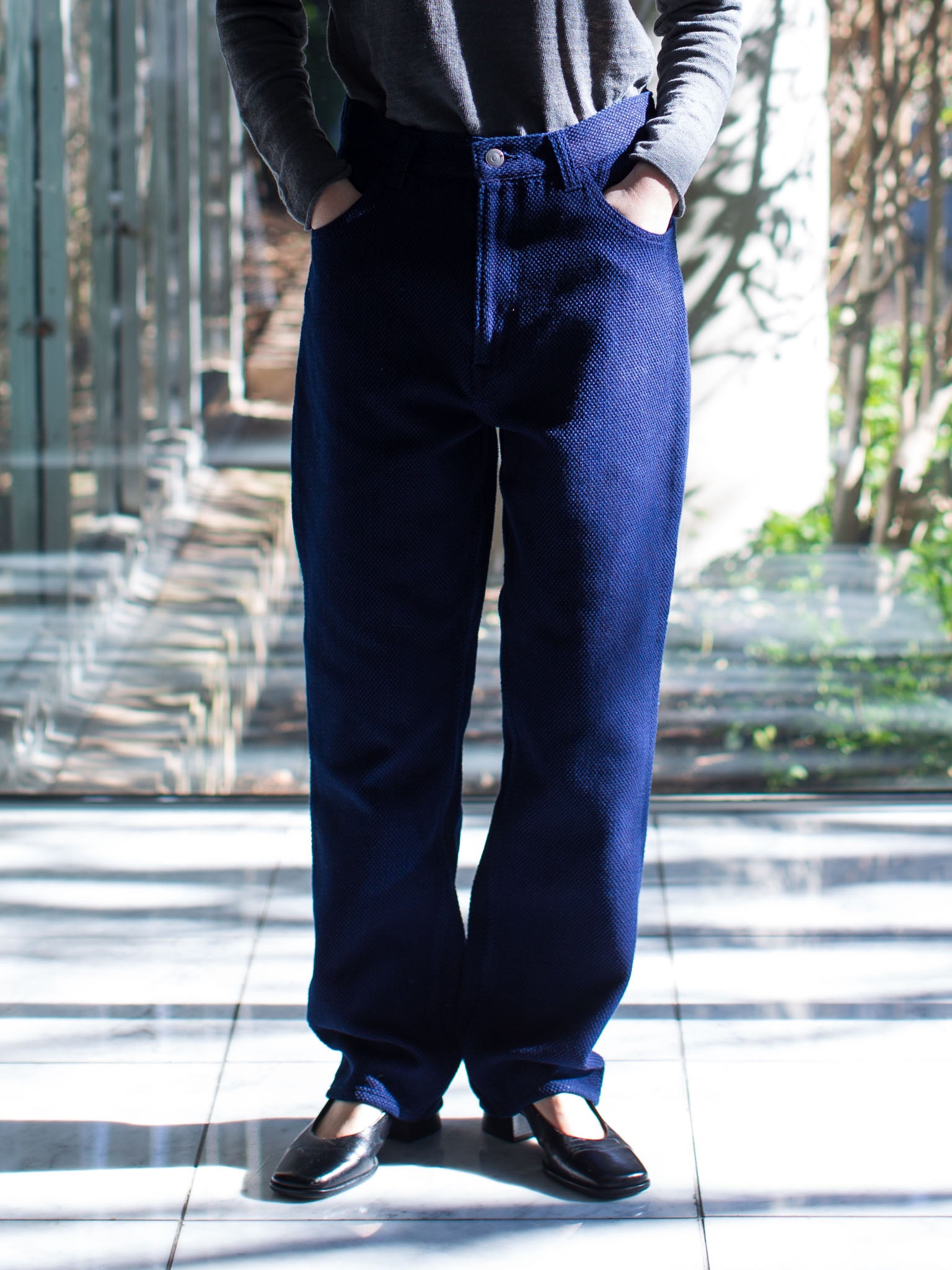 Blue Blue Japan Woven Pure Indigo Light Sashiko 5 Pocket Pants